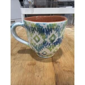 VTG Has Crazing Pier 1 Monteo Terracotta Coffee Mug Portugal Aztec Retired *